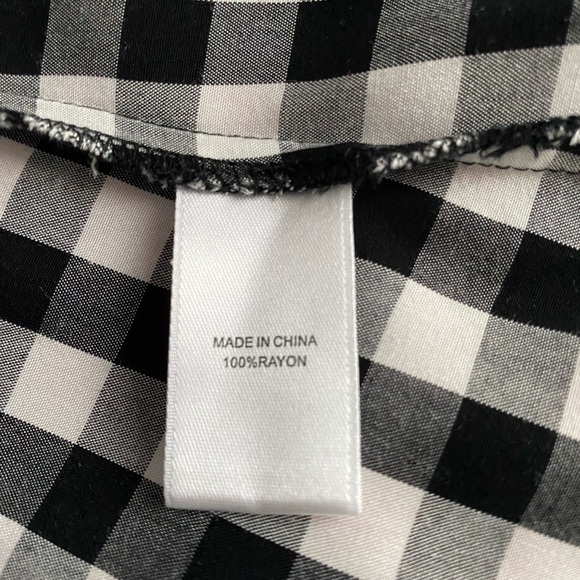 Cece Women's Black & White Gingham Short Sleeve Button Front Shirt Dress Size 12 - Picture 9 of 10